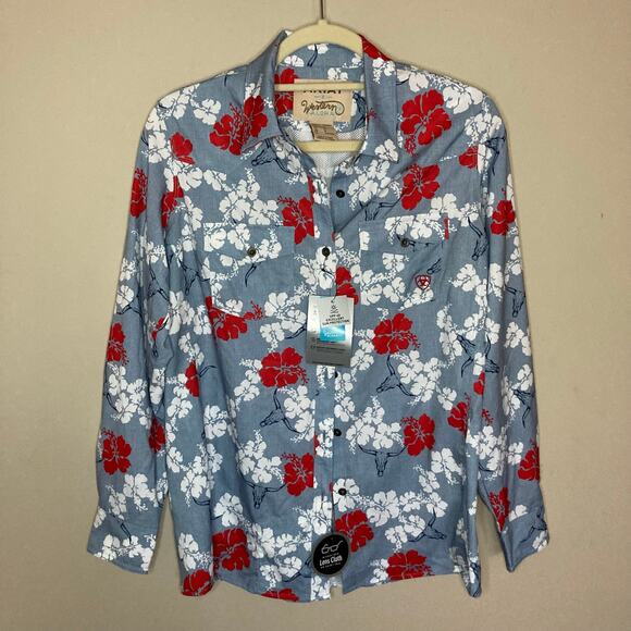 Ariat Women’s Western Aloha VentTEK Stretch Shirt  Long Sleeve Pockets NWT Sz M - Picture 4 of 16
